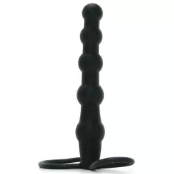 Ребристая насадка для двойного проникновения Beaded Dual Penetrator - Black, 14,5 см, силикон, черный