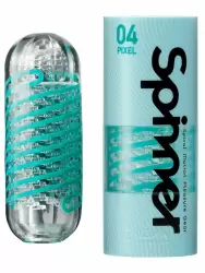 Нереалистичный мастурбатор Tenga Spinner Pixel, 13 см, ТПЭ, голубой 