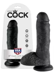 Фаллоимитатор-реалистик с мошонкой 8 Cock with Balls на присоске – черный