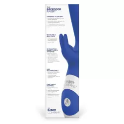 Перезарежаемый анальный стимулятор кролик The Backdoor Rabbit с ротацией - синий