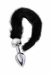 Маленькая анальная пробка с хвостом TOYFA Metal – чёрный