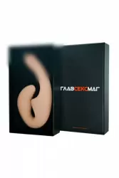 Безремневой анатомический страпон с функцией двойного дилдо телесный