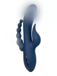 Тройной вибратор III Triple Orgasm, 20,5 см, 20 режимов, синий