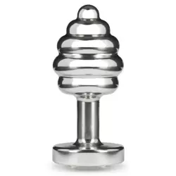 Миниатюрная анальная пробка Anni Ano T1 с рельефом и камнем Сваровски – серебристый