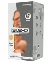 Реалистичный фаллоимитатор SILEXD Model 2, с мошонкой, 21,7 см, силикон, светлый телесный