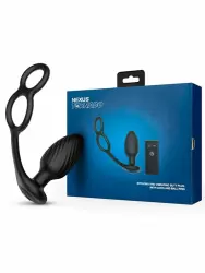 Инновационная анальная вибровтулка Nexus Tornado with Cock & Ball Rings с функцией вращения, 8.6 см, черная