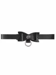 Чокер-ошейник Pecado BDSM, с бабочкой и колечком, натуральная кожа, чёрный