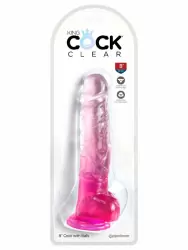 Реалистичный фаллоимитатор Pipedream King Cock Clear, TPE, 22 см, прозрачный, розовый