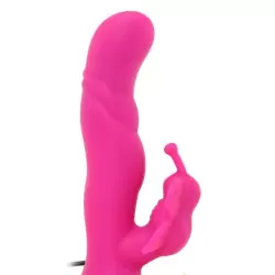 Вибратор Love Rider Butterfly Lovers с клиторальным стимулятором в форме бабочки – розовый