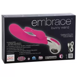Перезаряжаемый вибромассажер Хай-Тек Embrace Bunny Wand – розовый
