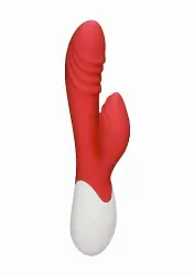 Рельефный вибратор-кролик Sunburst Rechargeable Heating G-Spot Rabbit, с функцией нагрева, 20,8 см, красный