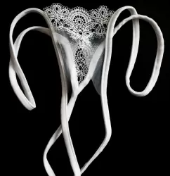 Белые кружевные трусики ручной работы Dolce Piccante Delicati pizzi с доступом - M