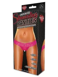 Трусики-тонг с жемчужной нитью – розовый, S/M