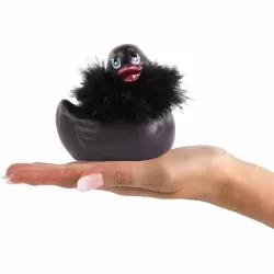 Вибратор-уточка с изящным боа Big Teaze Toys I Rub My Duckie 2.0, чёрный