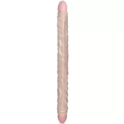 Двухголовый фаллоимитатор Veined Super Slim Dong – телесный