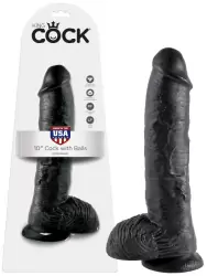 Фаллоимитатор-реалистик с мошонкой 10 Cock with Balls на присоске – черный