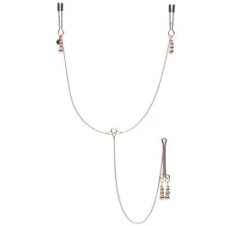 Набор из зажимов для сосков и половых губ с цепью All Sensation - золотистый