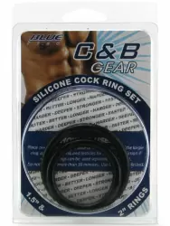 Набор из двух эрекционных колец Silicone Cock Ring Set разного диаметра – черный
