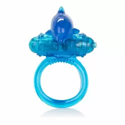 Эрекционное кольцо с вибропулей Calexotics One Touch™ Dolphin – голубой 