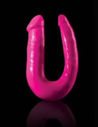 Яркий двухсторонний фаллоимитатор U-образный Dillio Double Trouble – розовый