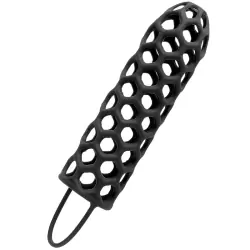 Насадка стимулирующая Silicone Warrior Cock Cage с кольцом на мошонку – черная