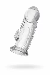 Насадка на пенис TOYFA с клиторальным стимулятором - прозрачный