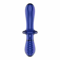 Стеклянный двухсторонний стимулятор Double Crystal (голубой)