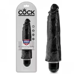 Вибромассажер King Cock 8'' с реалистичной насадкой – черный