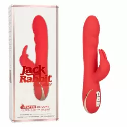 Рельефный вибратор-кролик Heated Silicone Ultra-Soft Rabb, с функцией нагрева, 21.5 см, 7 скоростей, силикон, красный
