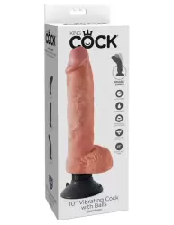 Вибратор-реалистик с мошонкой 10 Vibrating Cock with Balls с присоской – телесный