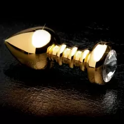 Анальная пробка Luv Plug с кристалом – золотая