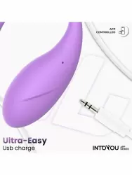 Интерактивное виброяйцо LoveCherry Bulby, 9,7 см, 10 режимов, силикон, управление через приложение, сиреневое