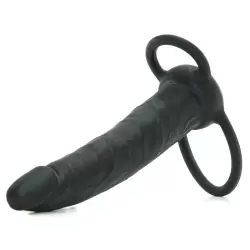 Реалистичная насадка для двойного проникновения Dual Penetrator - Black, 14 см, силикон , черный