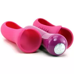 Дизайнерский мини массажер с двумя насадками Io - Pink