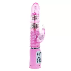 Мультискоростной хай-тек вибромассажер-ротатор со стимуляцией клитора Passion Cute Bunny – розовый 