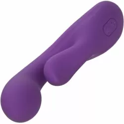Изогнутый вибратор-кролик Stella Liquid Silicone Dual Pleaser, 17,25 см, силикон, фиолетовый
