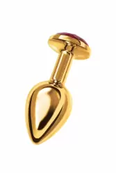 Изящная анальная пробка TOYFA с кристаллом цвета рубина - золотистый с красным