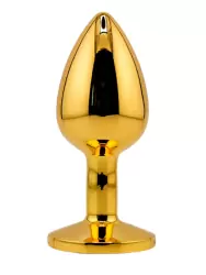 Маленькая алюминиевая анальная пробка Kanikule Small с кристаллом – золотистый со светло-розовым