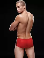 Красные блестящие мужские трусы-хипсы - S/M