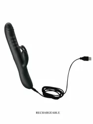 Элегантный вибратор-кролик Pretty Love Colin, с вращающимися бусинами, 25 см, силикон, черный