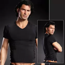 Мужская черная футболка BlueLine с V-образным вырезом – S/M