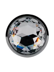 Алюминиевая текстурная анальная пробка с прозрачным кристаллом Small