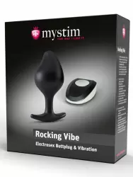 Анальная вибропробка Mystim Buttplug Rocking Vibe S, подключается к источнику электроимпульсов, 9,5 см, черный