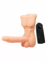 Реалистичный вибратор Baile Temptation Bigger man, 17,5 см, с миниторсом, с проводным пультом, телесный