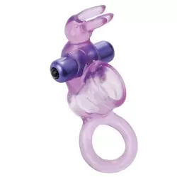 Кольцо Basic Essential Triple Tickler с вибрацией и петлей на мошонку – фиолетовый