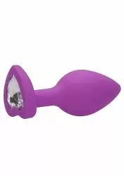Анальная пробка из силикона Diamond Heart Butt Plug - Large - Purple