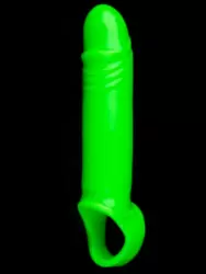 Реалистичная насадка-удлинитель Shots toys Ouch!, фиксация на мошонке, люминисцентная, 15,5 см