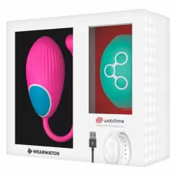 Ребристое виброяйцо Dream Love WEARWATCH EGG WIRELESS TECHNOLOGY WATCHME FUCHSIA / AQUAMARINE, с пультом Д/У, 8,5 см, 7 режимов, силикон