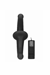 Безремневой вибрострапон Vibrating Silicone Strapless Strapon, с пультом Д/У, 10 режимов, черный