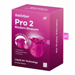 Вакуумно-волновой стимулятор клитора с насадкой жидкий воздух Pro 2 Modern Blossom, Satisfyer, розовый